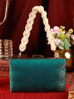 Mayurika Brocade Teal Clutch