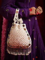 Noorika White Mirror Potli Bag
