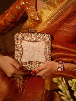 Rajkumari Mother of Pearl Brass Clutch