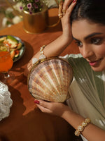Shankhini Mother of Pearl Brass Clutch