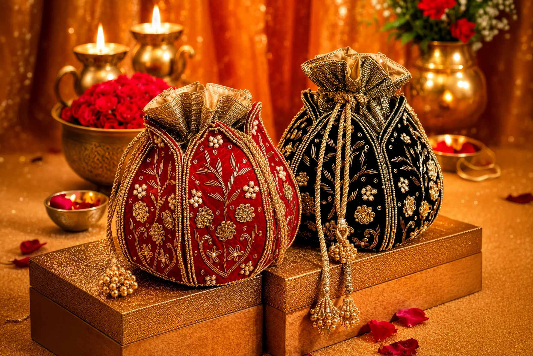 How to Style Lotus Potli Bags for Wedding Function (And Actually Look Put-Together)