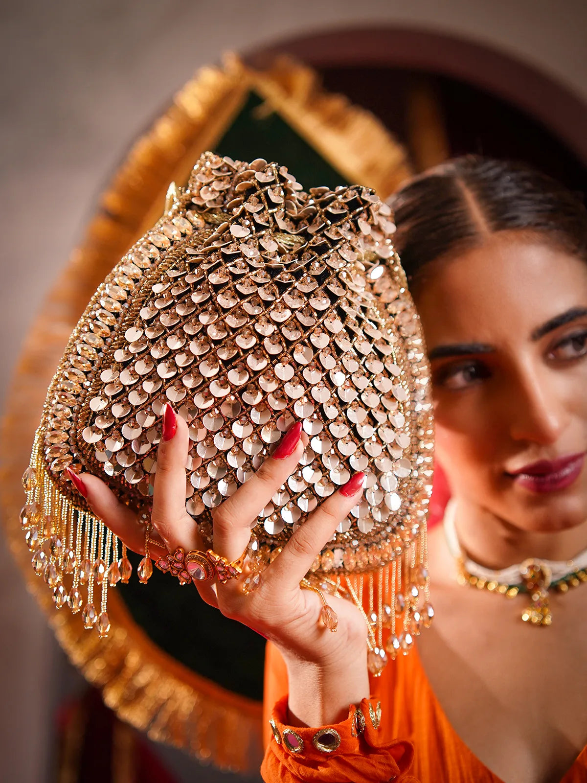 Aadhira Black Sequin Potli Bag