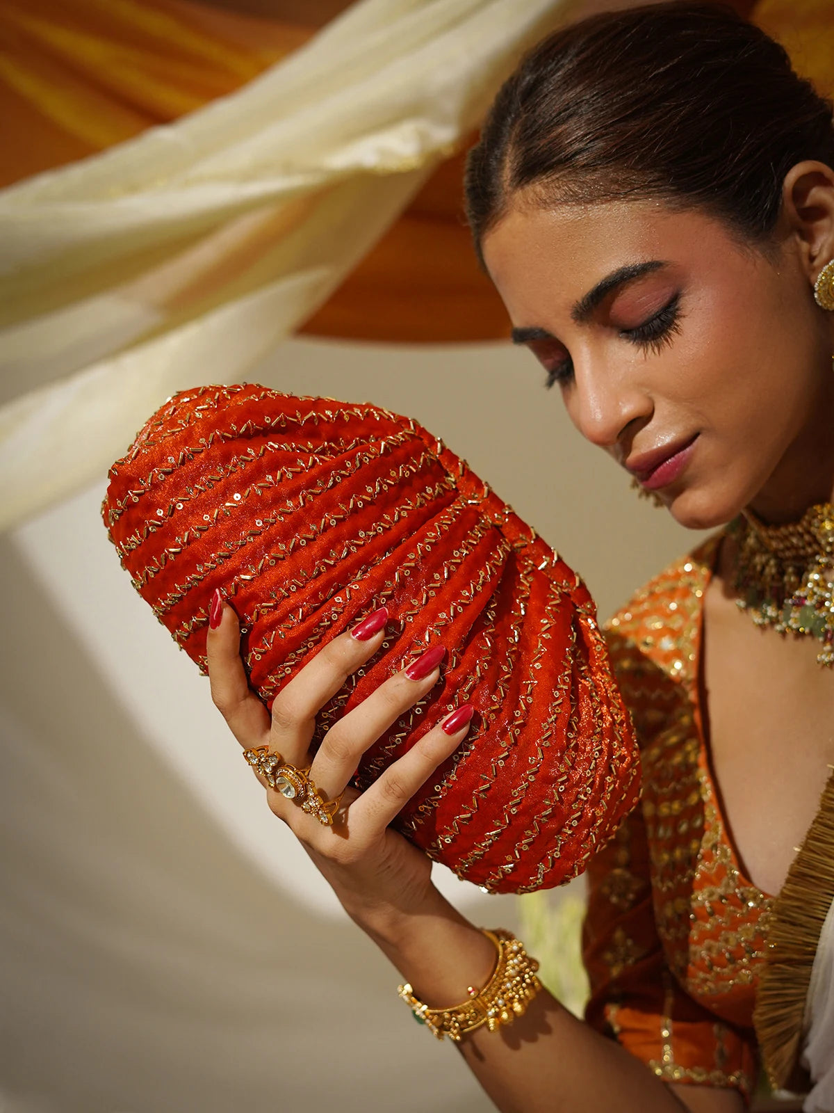 Aarunya Orange Batua Bag