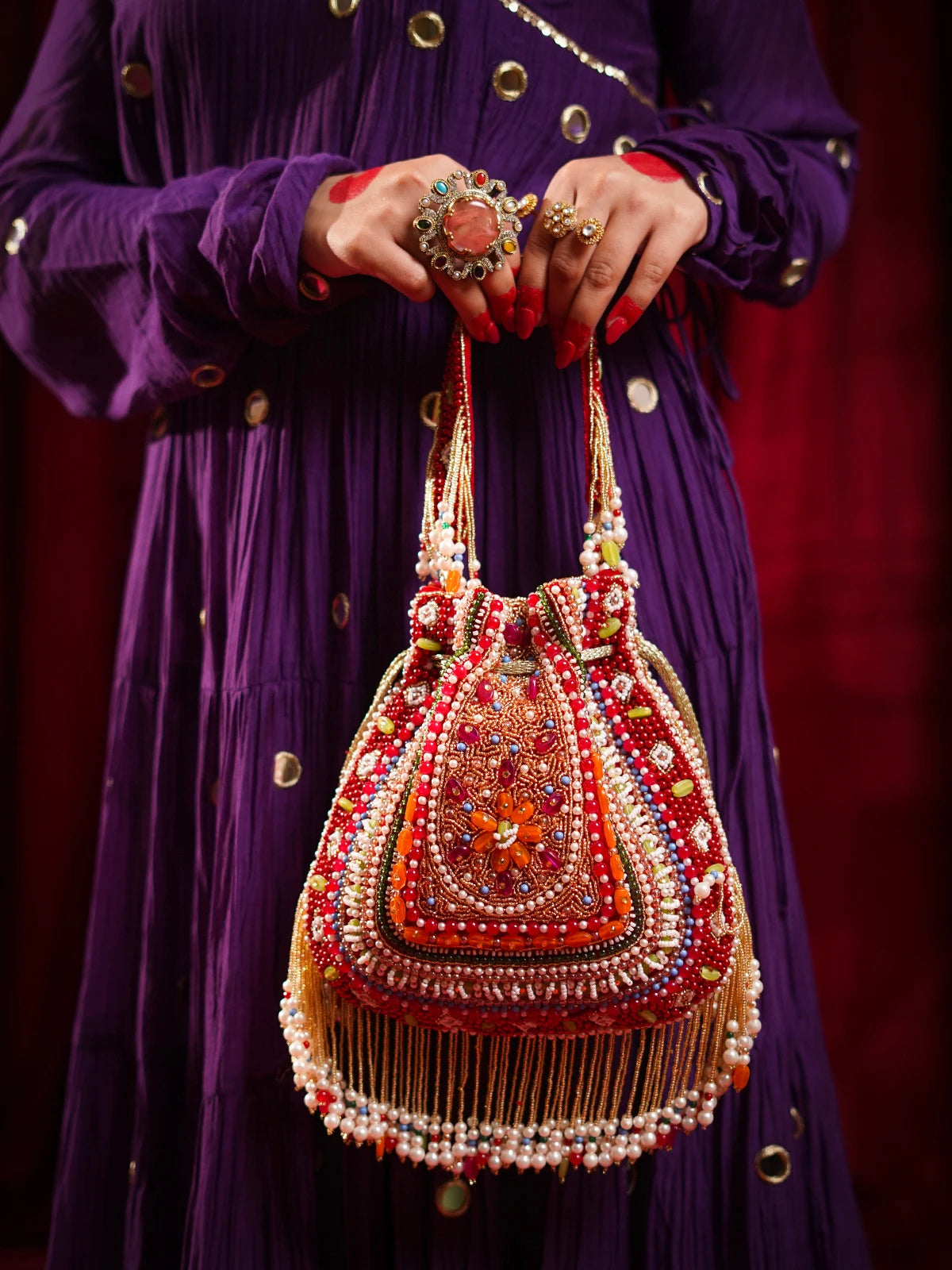 Benazir Red Potli Bag