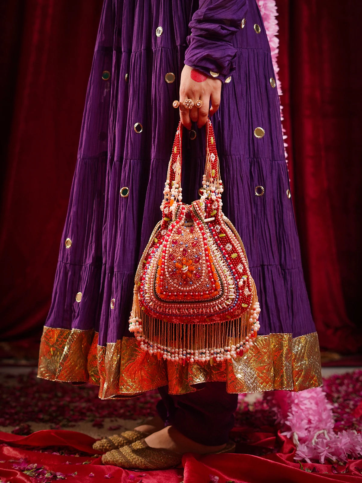 Benazir Red Potli Bag
