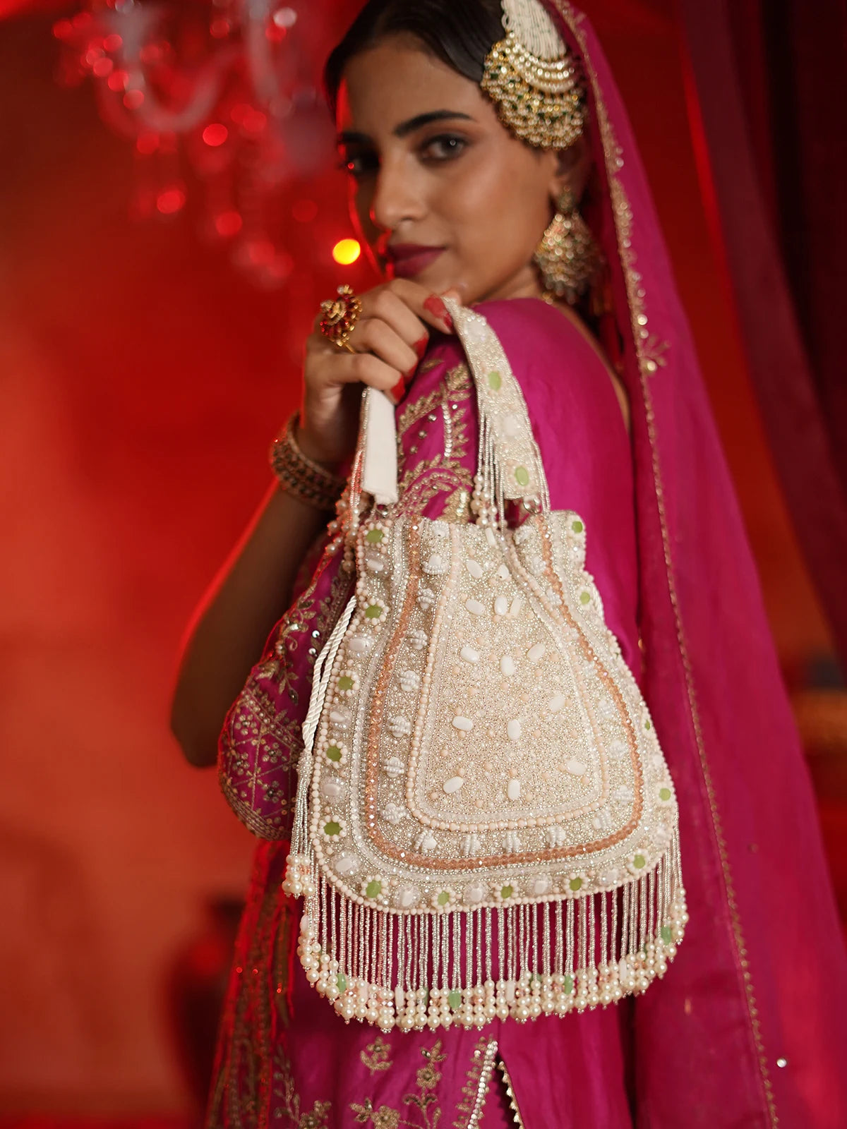 Benazir White Potli Bag
