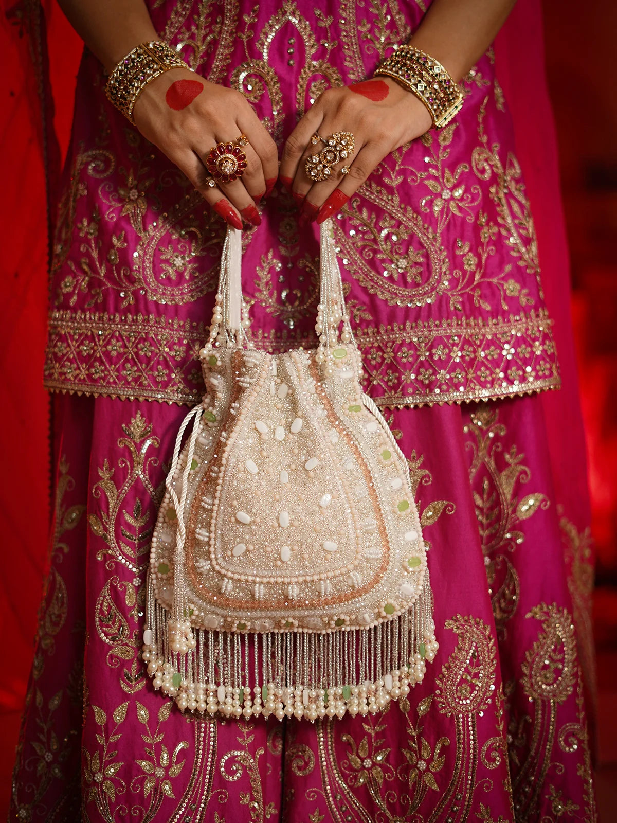 Benazir White Potli Bag