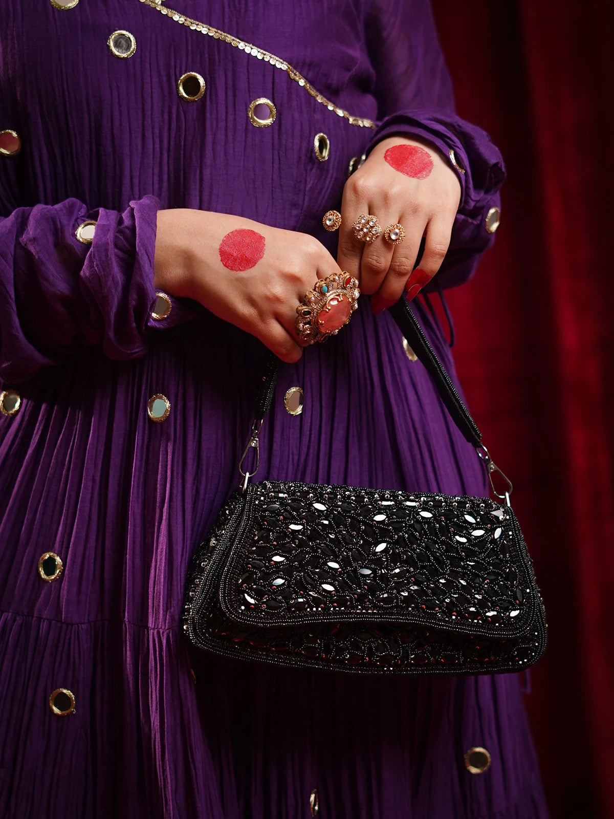 Dilnoor Black Clutch Bag