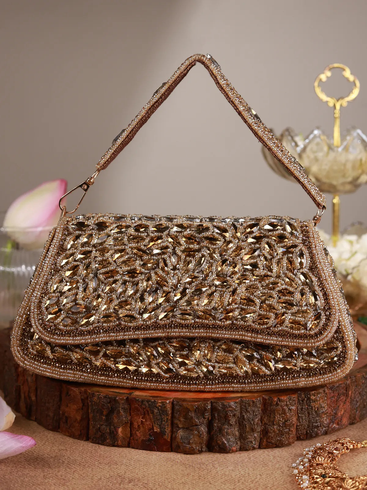 Dilnoor Copper Clutch Bag