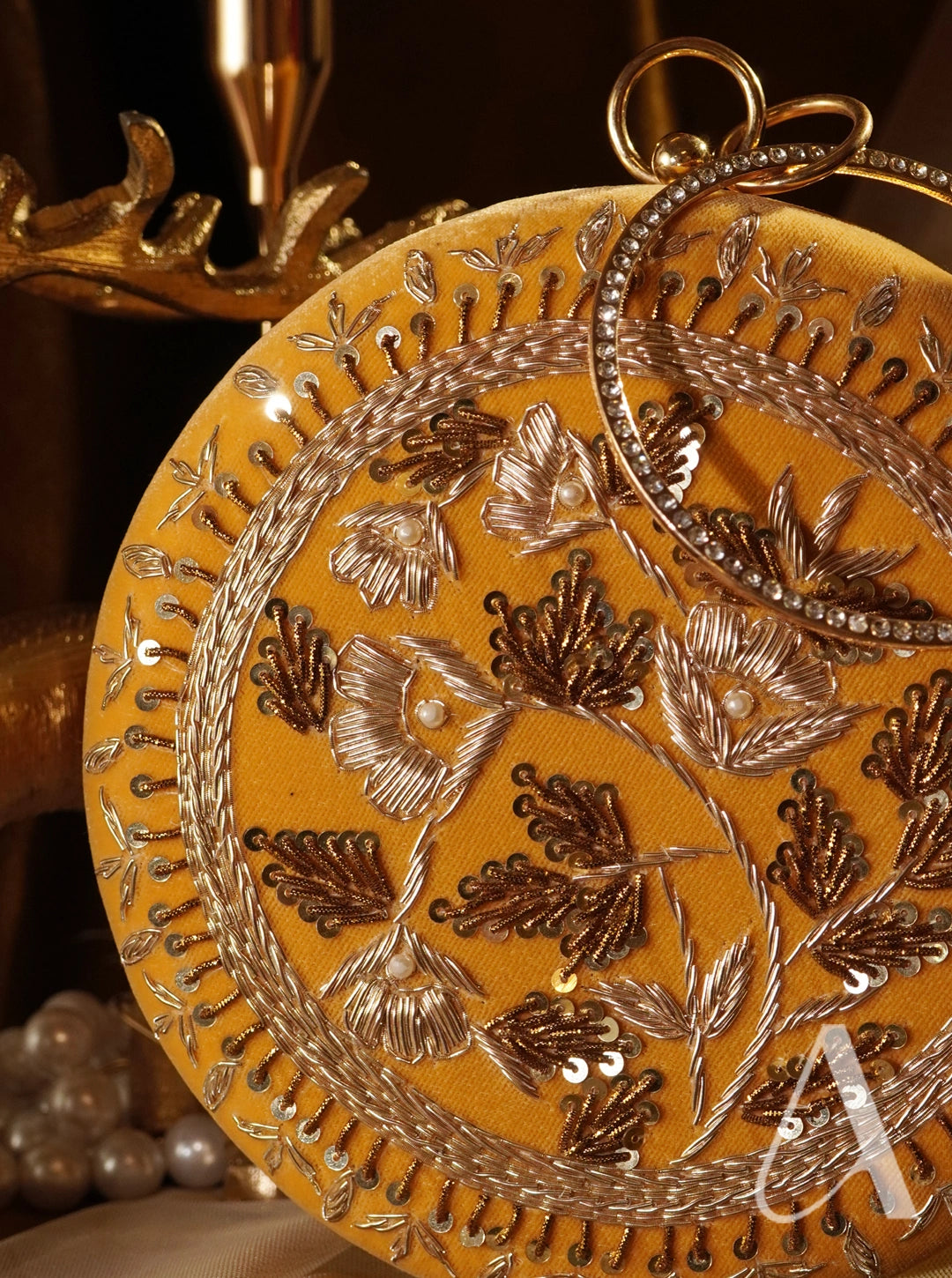 Hamna Mustard Yellow Designer Clutch