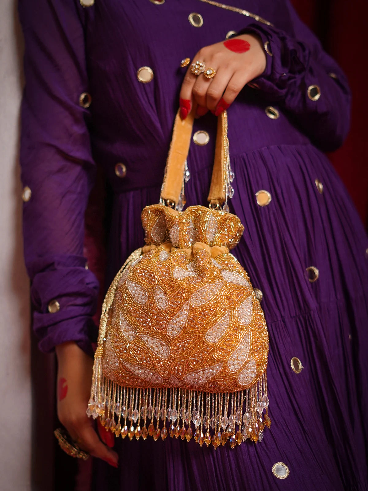 Kanakmayi Golden Potli Bag