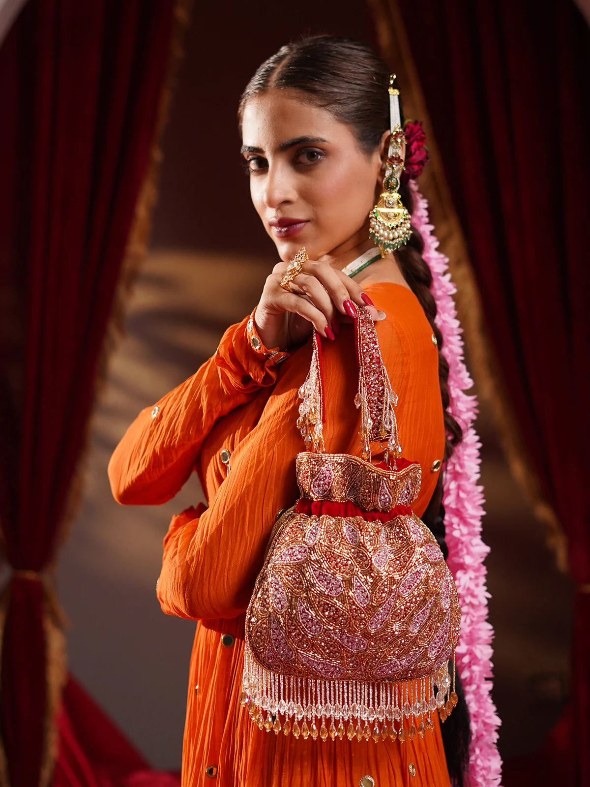 Kanakpriya Red Potli Bag