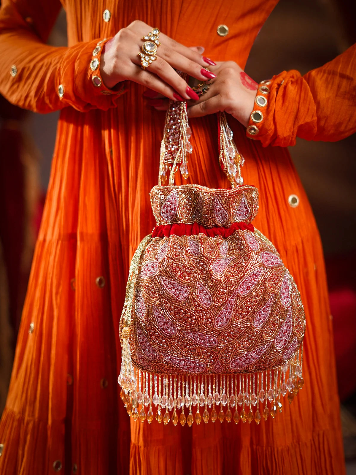 Kanakmayi Red Potli Bag