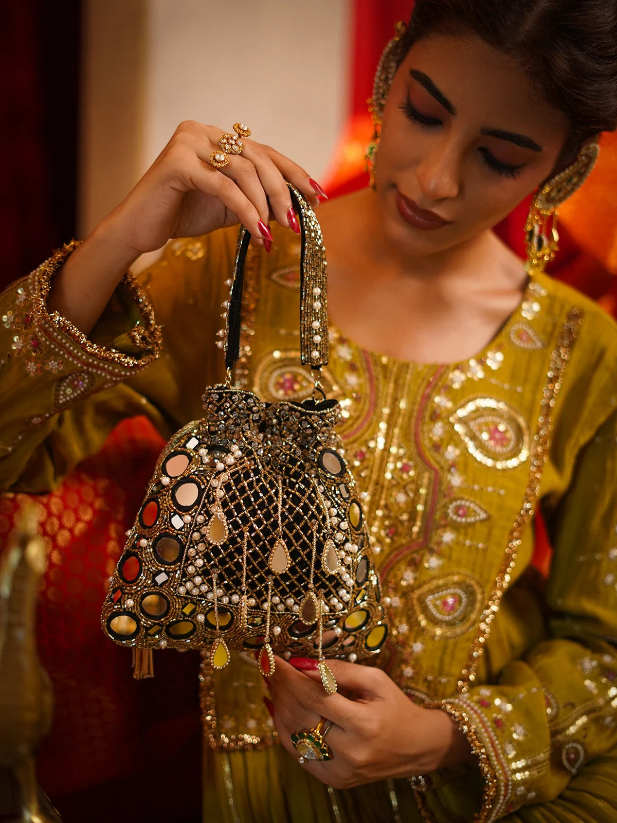 Kanakpriya Black Potli Bag