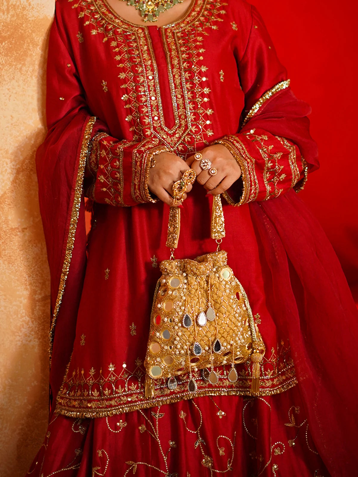 Kanakpriya Golden Potli Bag
