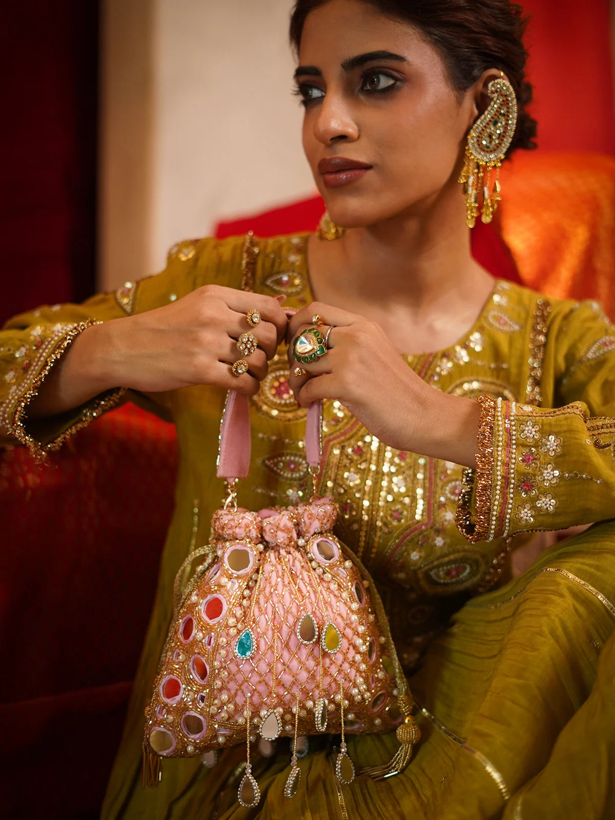 Kanakpriya Pink Potli Bag