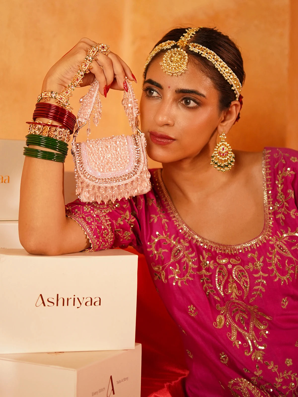 Kirat Baby Pink Clutch Bag