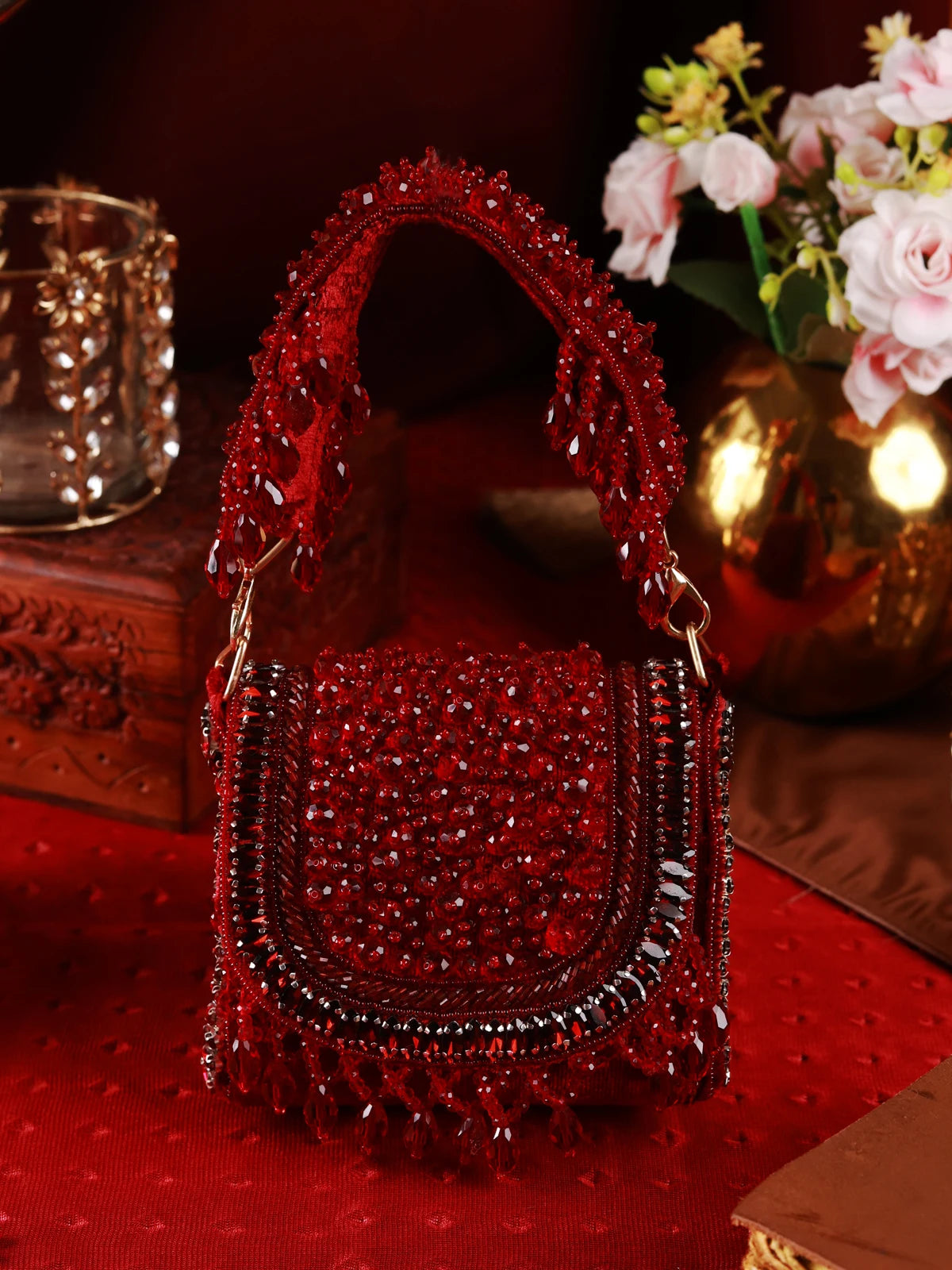 Kirat Maroon Clutch Bag