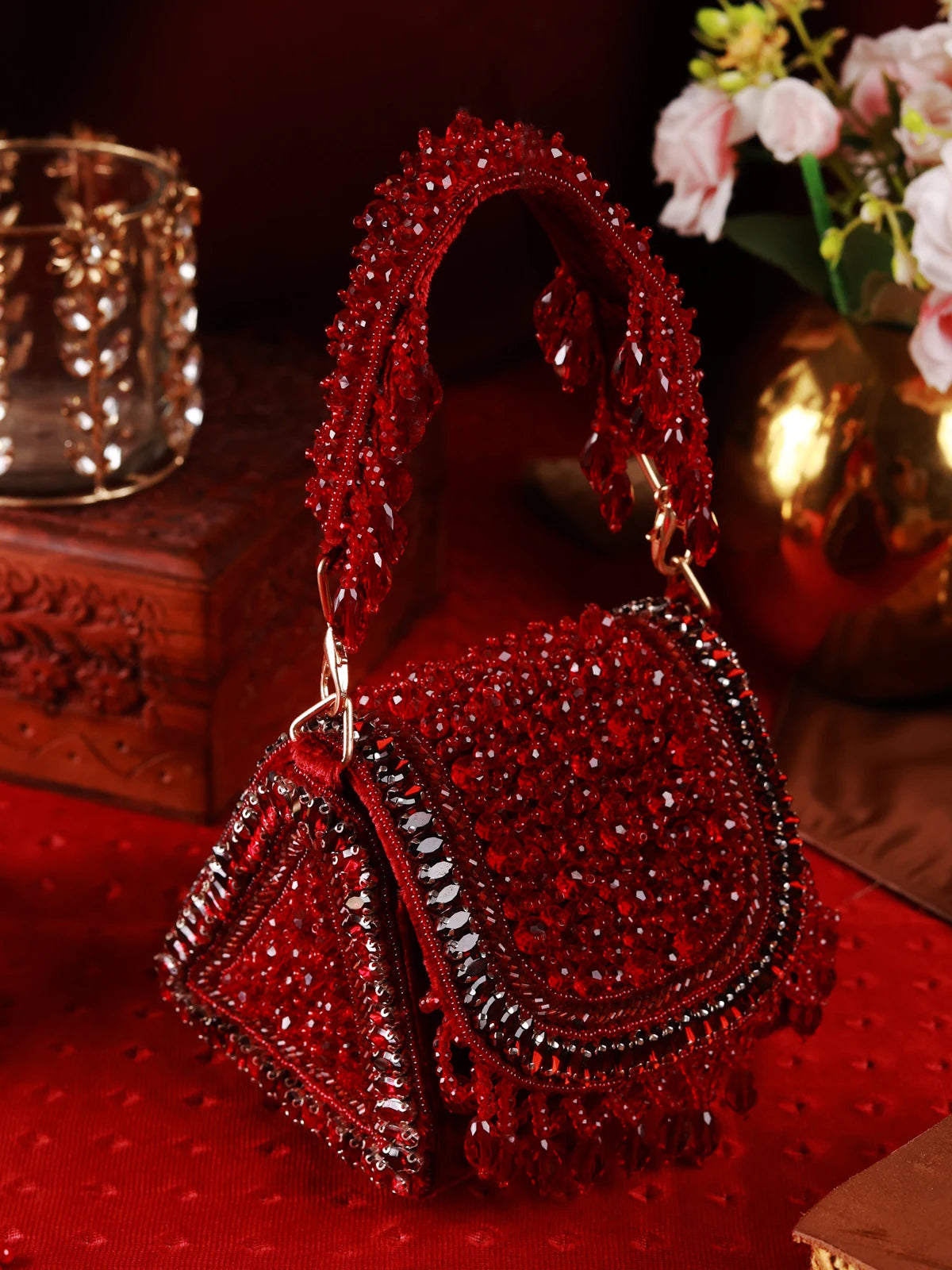Kirat Maroon Clutch Bag