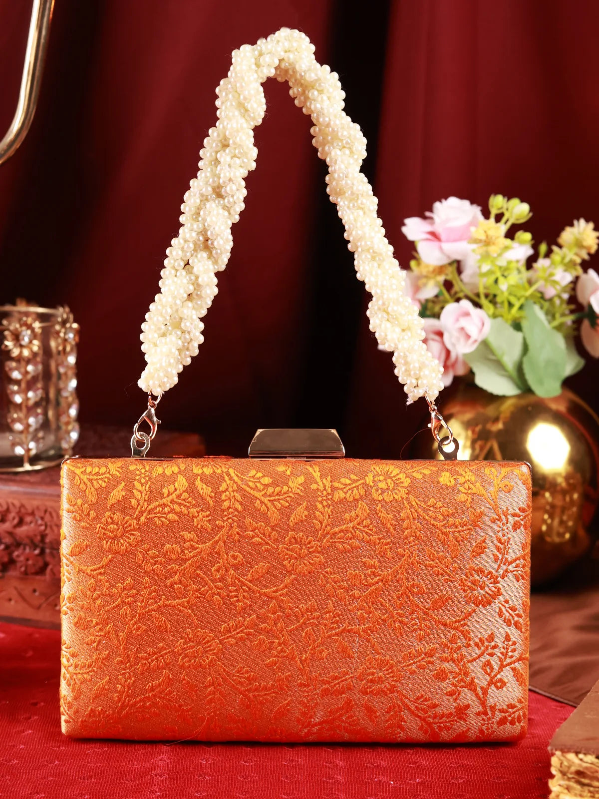 Mannat Orange Clutch