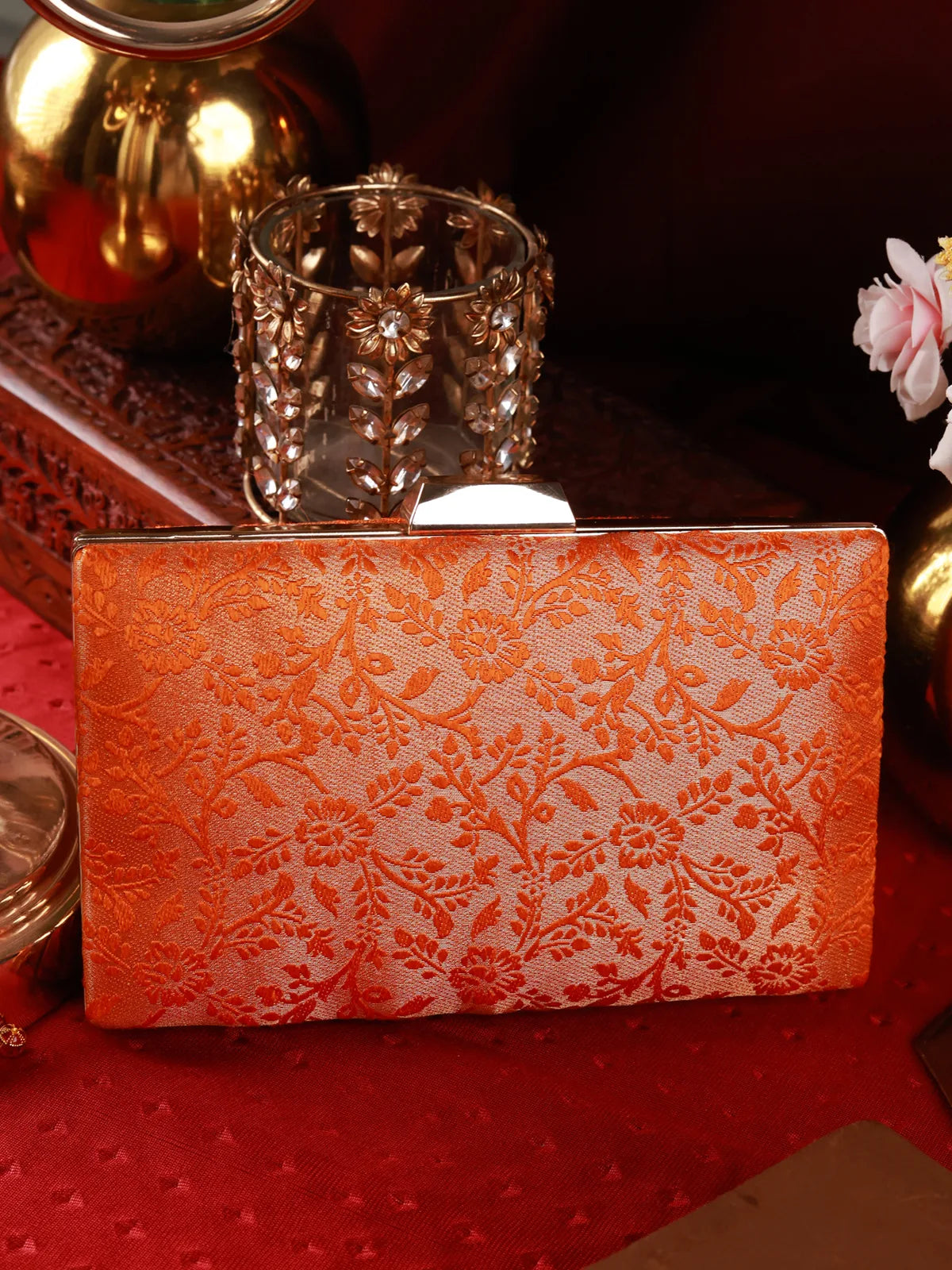 Mannat Orange Clutch