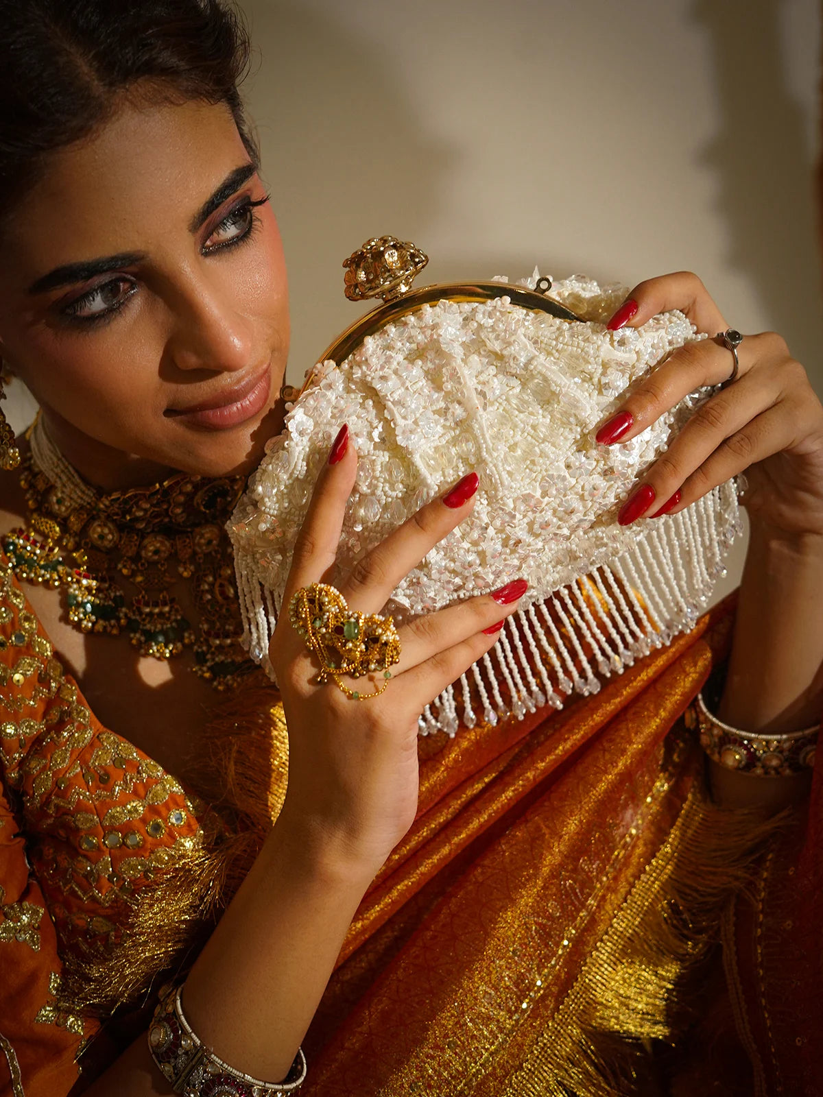 Mrinmayi White Batua Bag