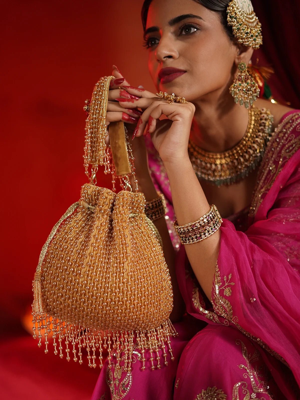Myraa Golden Potli Bag
