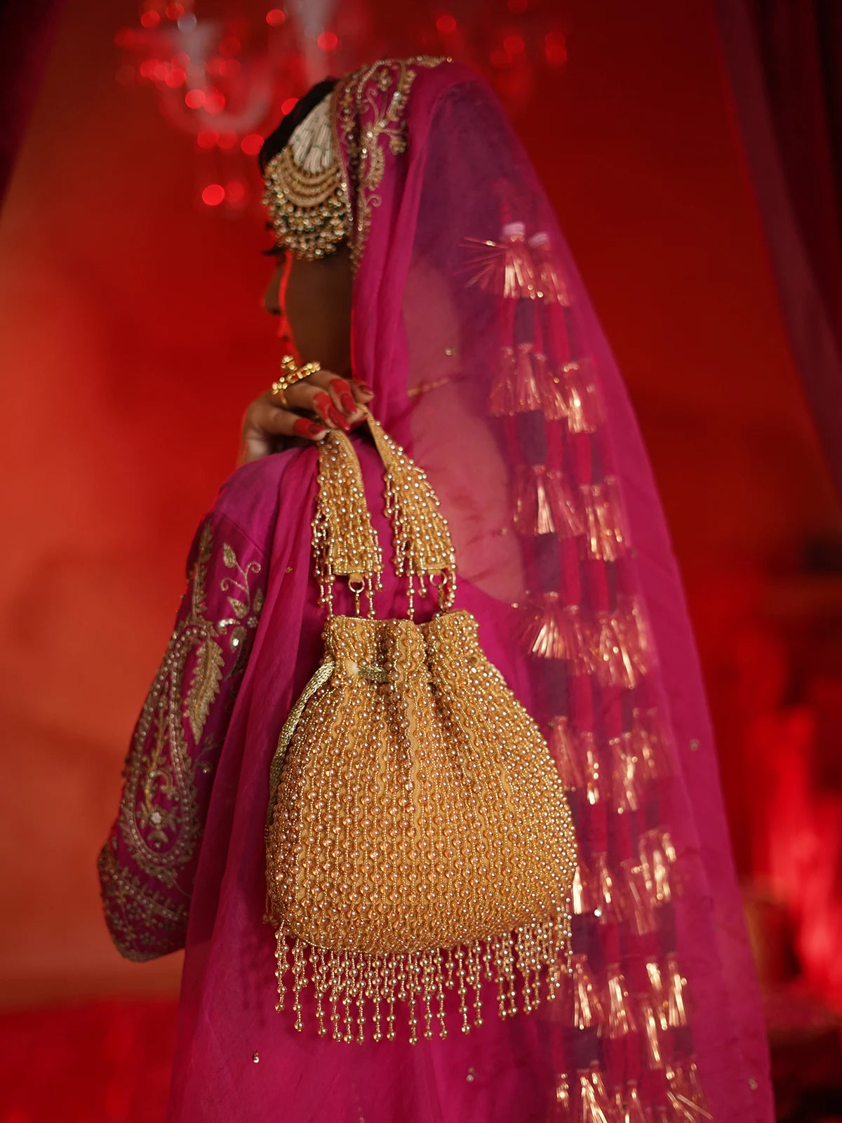 Myraa Golden Potli Bag
