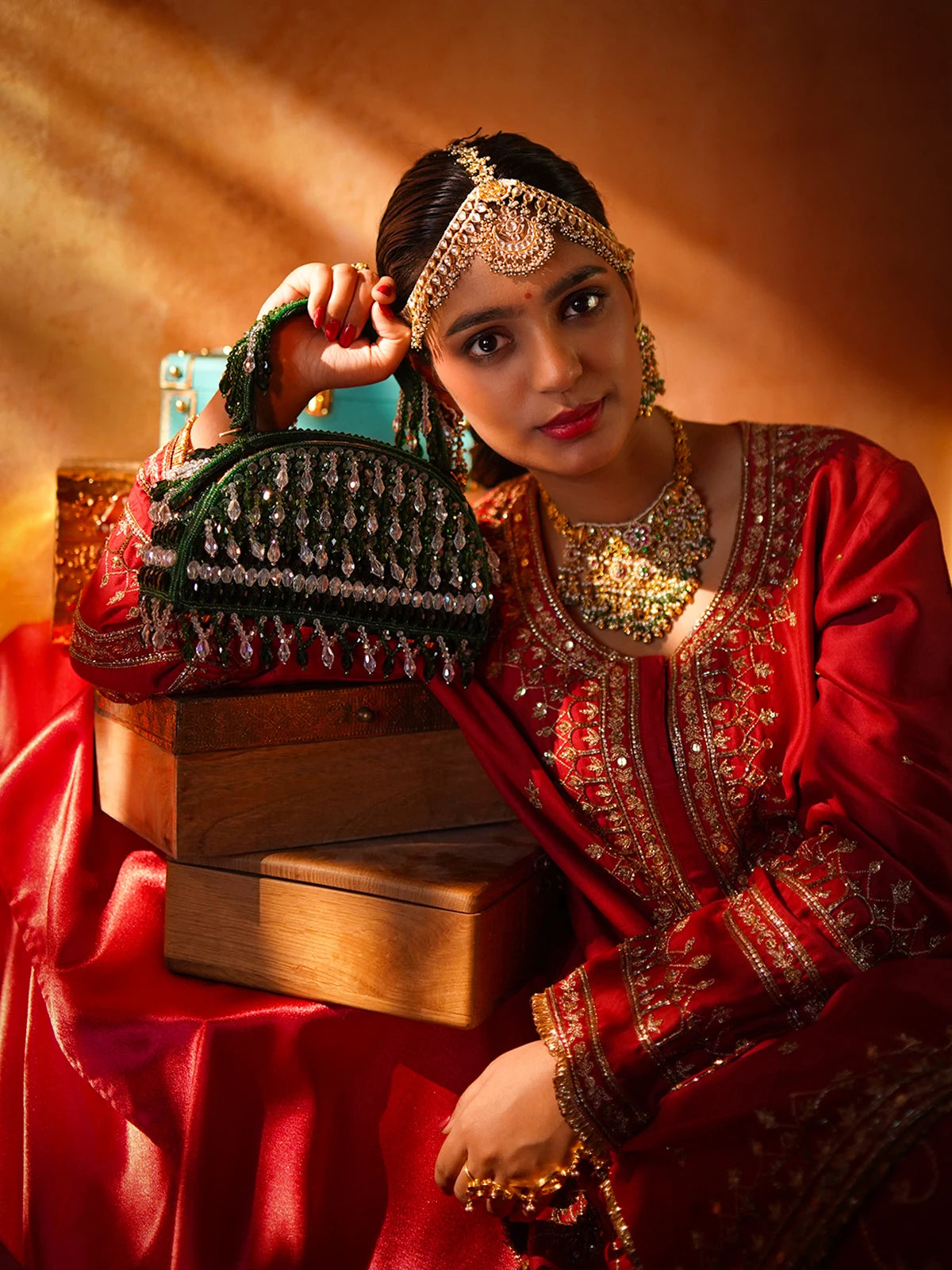Raahat Green Clutch Bag
