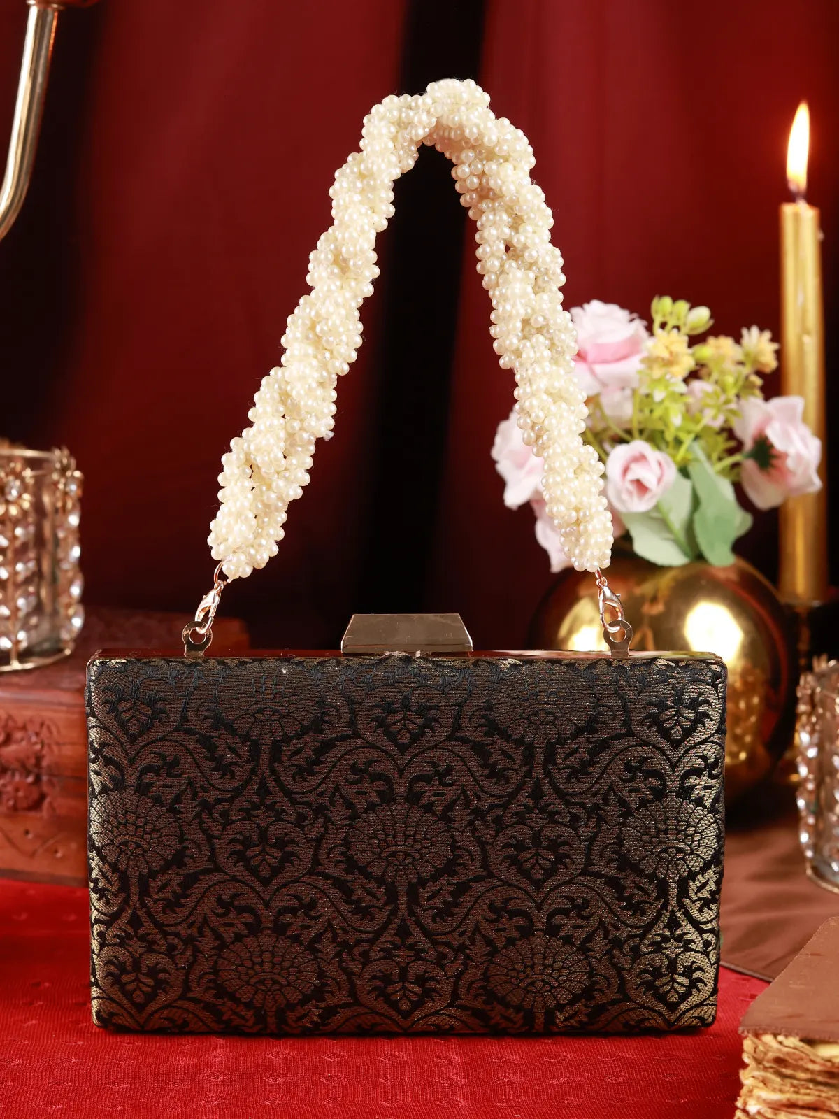 Rajnisha Brocade  Black Clutch
