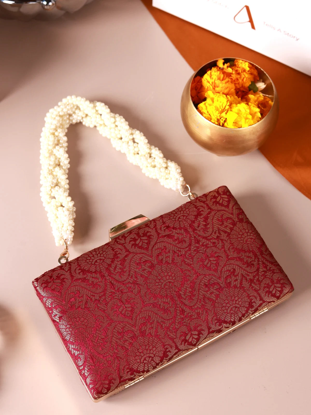 Raktima Maroon Clutch