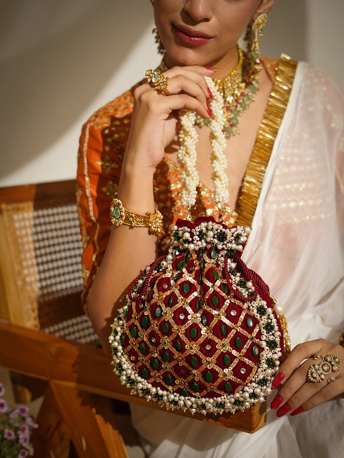 Ratnangi Maroon Potli Bag