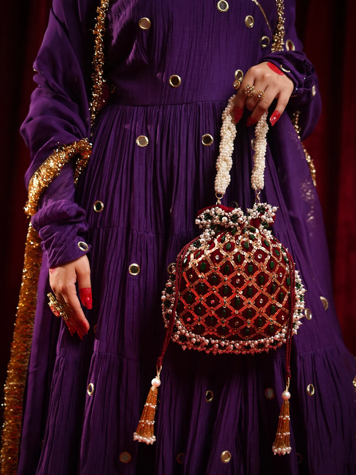 Ratnangi Maroon Potli Bag