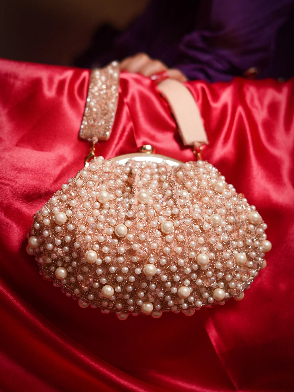 Roshani Rose Gold Batua Bag