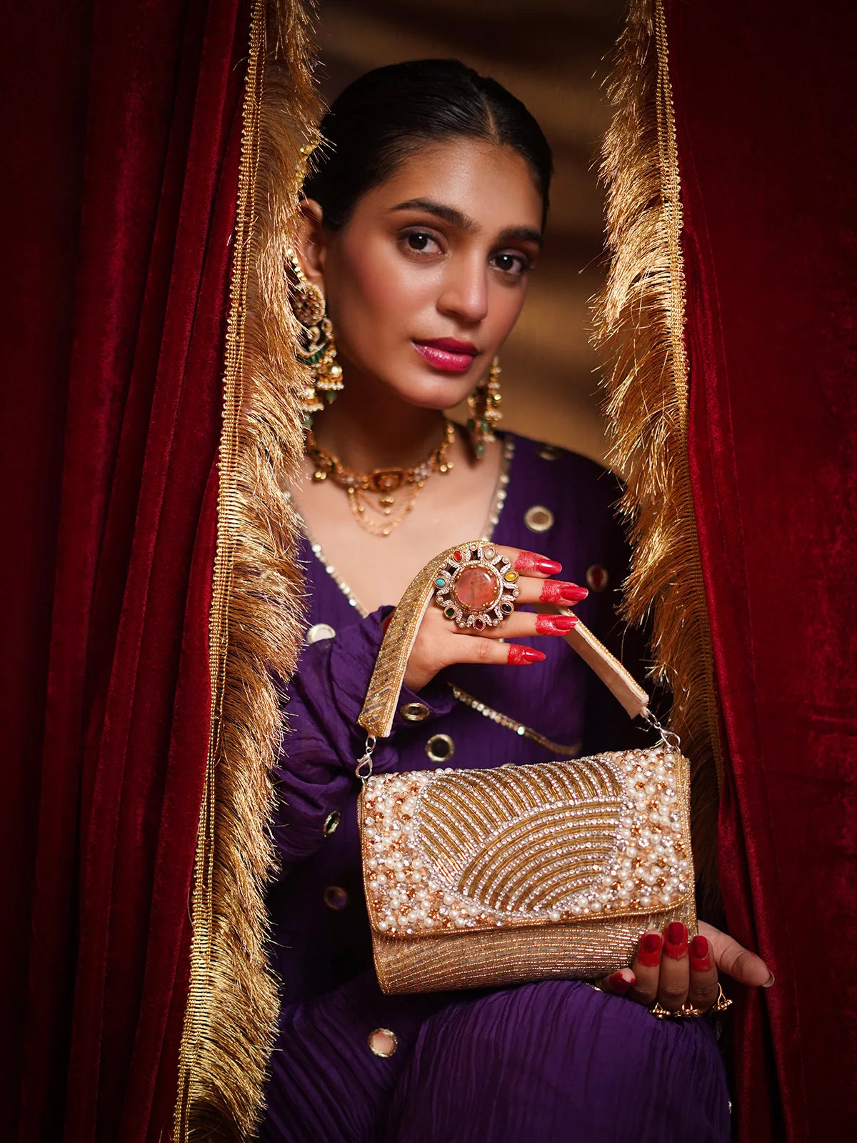 Shanaya Golden Clutch Bag