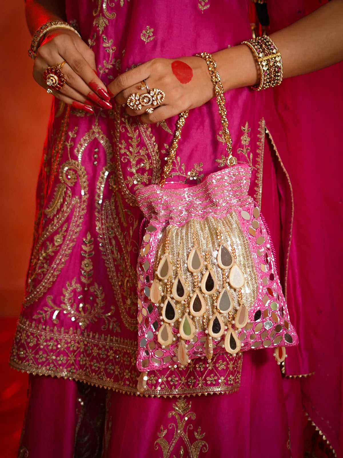 Sheesha Pink Potli Bag