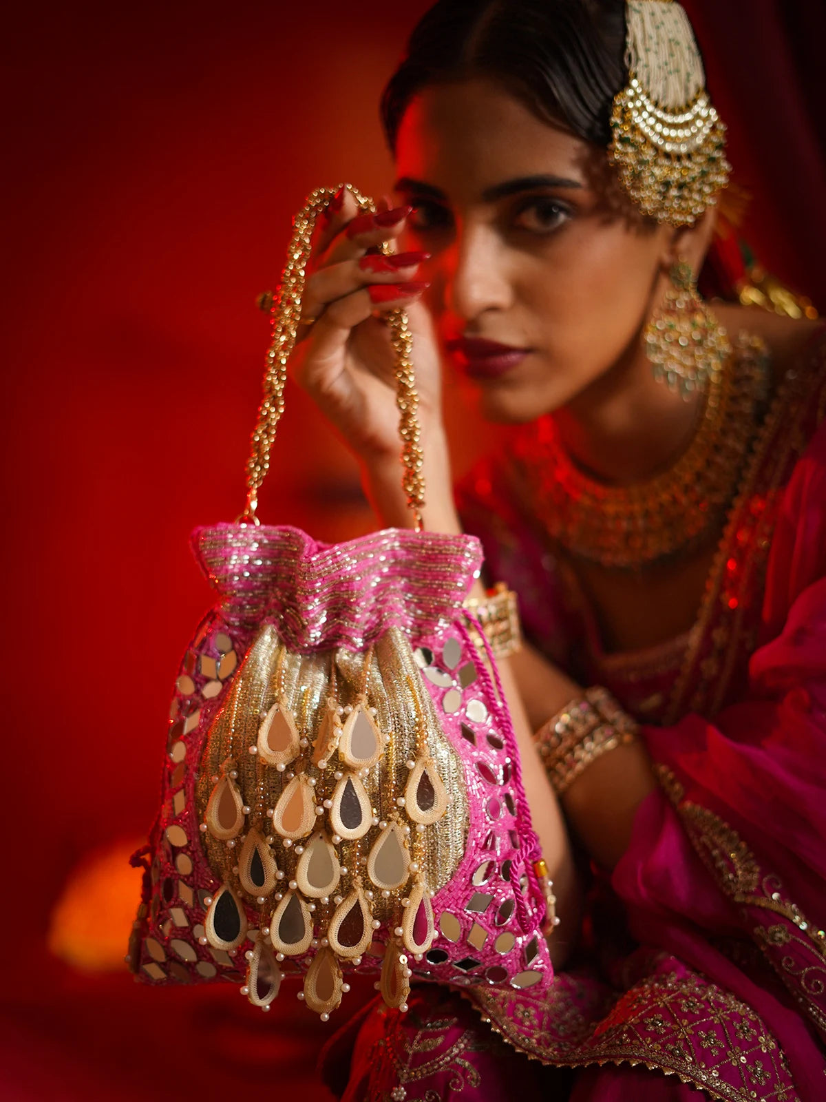 Sheesha Pink Potli Bag