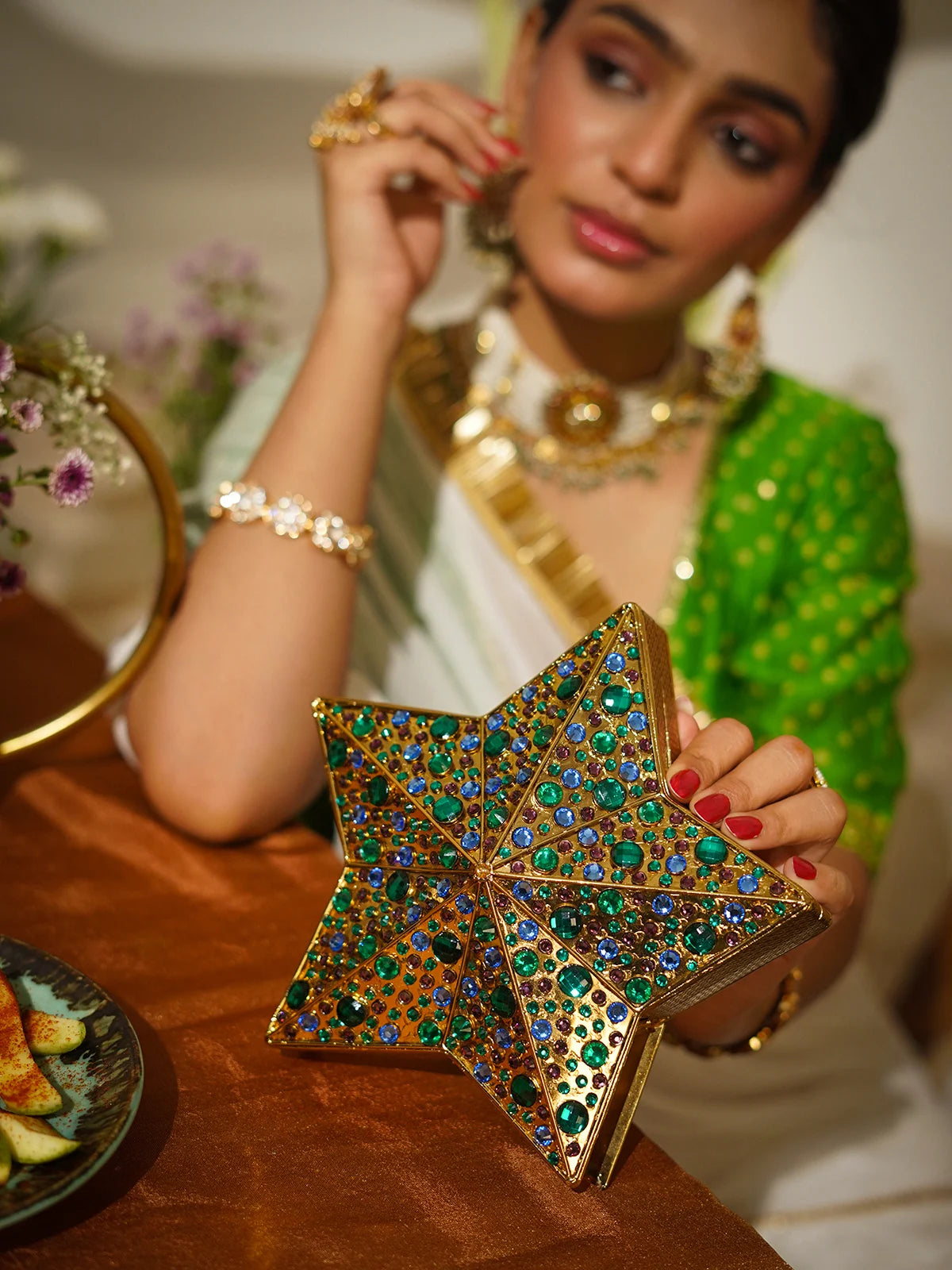 Taraana Brass Crystal Clutch