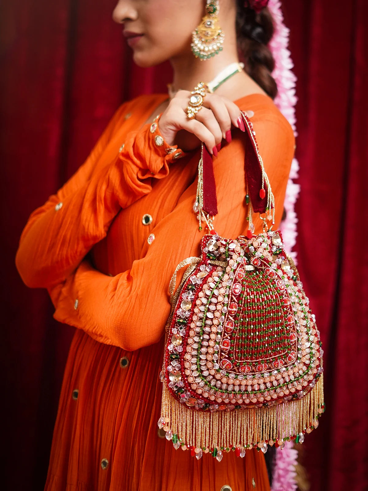 Vaibhavi Red Potli Bag